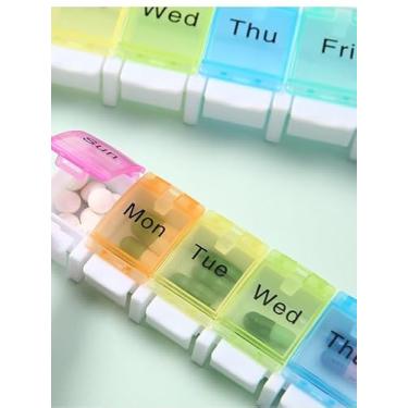 Imagem de Organizador semanal de comprimidos de 7 dias com design aberto e etiquetas, medicamentos sem BPA e suporte de vitaminas para viagens, suplementos, óleo de fígado de bacalhau, medicamentos diários