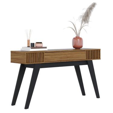 Imagem de Aparador Decorativo Para Sala de Estar 01 Gaveta Delta C04 Preto Noce Milano - Lyam Decor