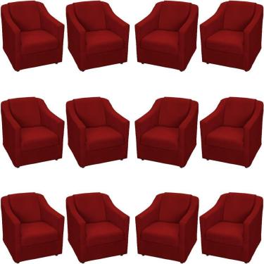 Imagem de Kit 12 Poltronas Mila Pé De Plástico Cromado - Bordô Suede