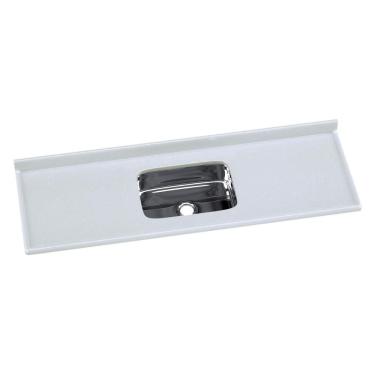 Imagem de Pia De Cozinha Mármore Sintético 160x55cm Com Cuba Aço Inox Multimóveis CR20475 Off White