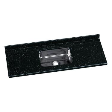 Imagem de Pia De Cozinha Mármore Sintético 140x55cm Com Cuba Aço Inox Multimóveis CR20473 Preto