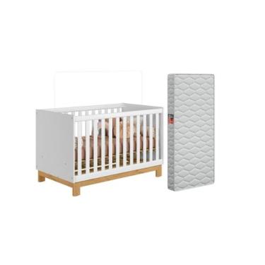 Imagem de Berço 2 em 1 Americano Slim Vira Cama Com Colchão e Grade Removível Qu