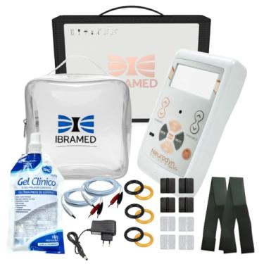 Imagem de Neurodyn Portátil Ibramed TENS – Aparelho de Eletroestimulação Analgésica | 2 Canais Bivolt Recarregável + Kit Completo com Gel, Eletrodos, Faixa e Bolsa)