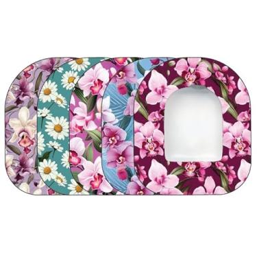 Imagem de Glucomart Pacote com 5 adesivos OmniPod 5 adesivos à prova d'água para Omnipod No-Lift Omnipod adesivos florais OmniPod 5 adesivos Omnipod Cover Omnipod Tape Omnipod