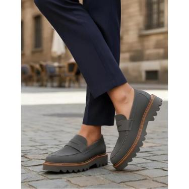 Imagem de Sapato Loafer Masculino Tratorado Elegante Confortável Cinza, Cinza, 3