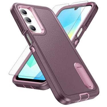 Imagem de Asuwish Capa de celular para Samsung Galaxy A16 5G/4G com película protetora de tela de vidro temperado, suporte oculto híbrido, resistente, à prova de choque, rígida, proteção resistente A 16 16A