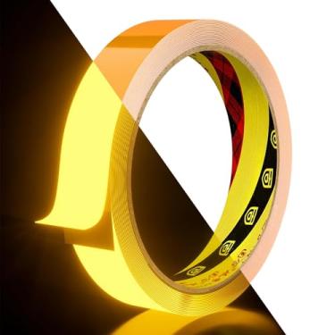 Imagem de Fita fluorescente com efeito de brilho UV - brilha sob luz UV, durável, ideal para pistas de dança e decorações de festa | Material de decoração brilhante DIY (10 mm x 3 m)