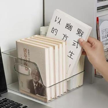 Imagem de TONSNYZYJ Porta-livros transparente para armazenamento de livros, organizador de mesa, estante de livros para livros, quadrinhos, revistas, CDs - mesa de escritório doméstico e armazenamento de