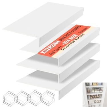 Imagem de 4 capas de prateleira de arame, 76 x 30 x 7,6 cm, capa de prateleira de PVC durável para prateleiras de arame, despensa, capas de prateleira de madeira sintética de cozinha, forros organizadores