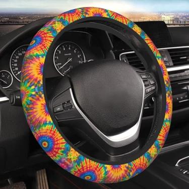 Imagem de Capa de volante de carro, boho protetor de volante universal antiderrapante 38 cm elástico acessórios de carro para homens e mulheres