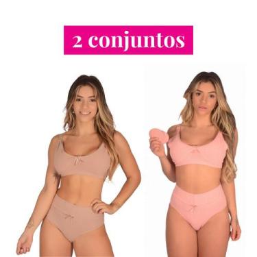 Imagem de Kit 2 Conjuntos (Sutiã Amamentação +Calcinha Cós Alto Pós Parto) Sutia