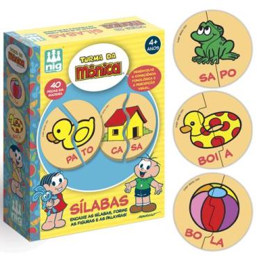 Imagem de Jogo das Sílabas Turma da Mônica 40 Pçs Em Madeira Brinquedo - Nig Bri