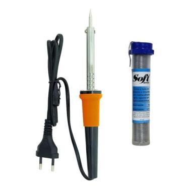 Imagem de Kit Ferro de Solda Com 1 Tubete Estanho Com Resina - Mastertel, 110V 6