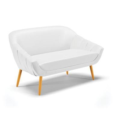 Imagem de Namoradeira 02 Lugares Giovana material sintético Branco Pés Palito Ca