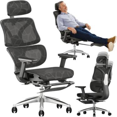 Imagem de Cinoy Cadeira de Escritório Ergonômica Presidente 150kg com Ajuste de Lombar Mesh com Braços 4D