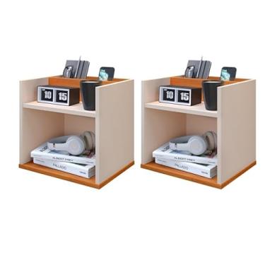 Imagem de Kit 2 Mesas de Cabeceira Suspensa Madri Retrô Nicho Quarto (OffWhite)