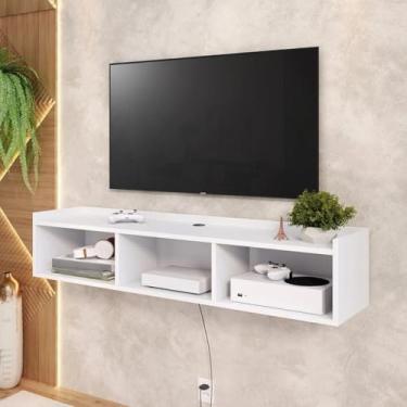 Imagem de Rack Suspenso para TV 90 cm Painel com 3 Nichos Prateleira Parede Sala Quarto Moderna Organizador Home Theater(ECO 0.90 BRANCO)