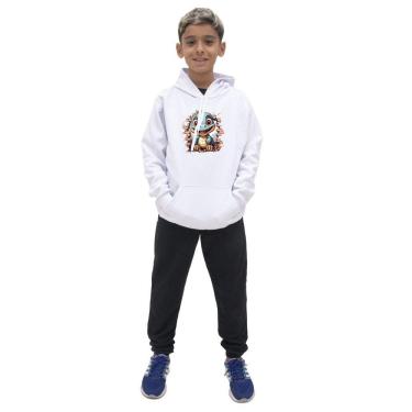 Imagem de Conjunto de Moletom Canguru Infantil Menino Estampa de Dinossauro Com Calça Alta Qualidade