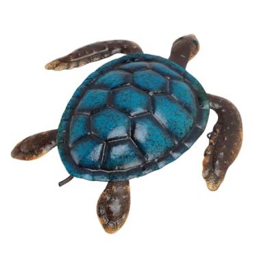 Imagem de SUNGOOYUE Decoração de Parede de Tartaruga, Metal Vívido, Estátua de Animal Marinho, Resistente à Corrosão, Decoração para Casa, Pátio, Aquário (Azul Grande)