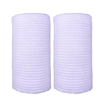 Imagem de JStnana 2 rolos de fita de malha branca para artesanato de grinaldas, 15,8 cm x 7,6 m por rolo, rolos de malha decorativa de folha metálica para decoração de festa em casa