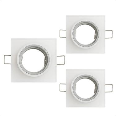 Imagem de Kit 3 Spot Taschibra Quadrado Embutir Vidro Jateado Sp23 Mr1