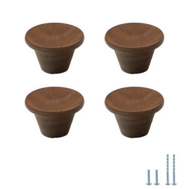 Imagem de Evionlin 4 puxadores de gaveta de madeira de nogueira de 4 cm puxadores de armário de madeira para puxadores de cômoda de cozinha ou quarto