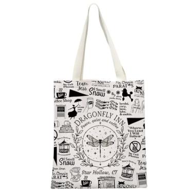 Imagem de GJTIM Presente para fãs do programa de TV Dragonfly Inn Stars Hollow Tote Bag TV Show Merch Lukes Diner Gift Lorelei Rory Fans Present, Bolsa Dragonfly, Multifuncional