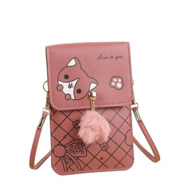 Imagem de Bolsas de telefone pequenas transversais para mulheres, mini carteira de ombro com janela transparente para tela sensível ao toque