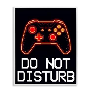 Imagem de Stupell Industries Do Not Disturb Neon Control Arte giclée emoldurada preta, design por Kim Allen, 14 x 11