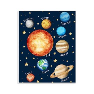 Imagem de Stupell Industries Arte de placa de parede espacial do sistema solar educacional, design por Christine Simpson Art, 14 x 11