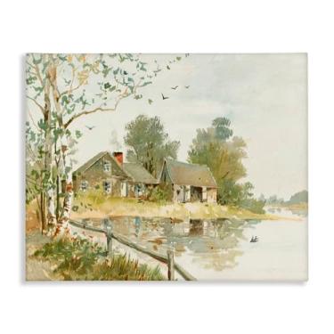 Imagem de Stupell Industries Arte de parede em tela Cabin Along River's Edge, design por Lettered and Lined, 24 x 30