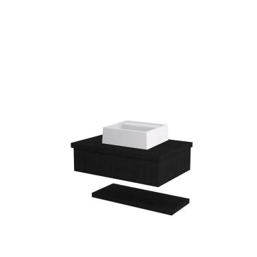 Imagem de Conjunto Bancada C-cuba Q32 E Prateleira Metrópole 605 Nogal Preto ônix