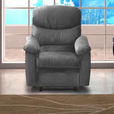 Imagem de Poltrona Reclinável Para Sala De Estar Bonn Veludo Cinza