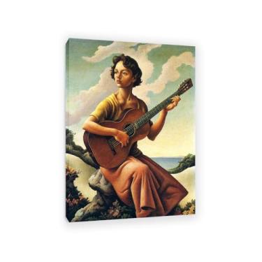 Imagem de Zeichn8u Thomas Hart Benton Impressão em tela Jessie com guitarra, pinturas famosas, arte de parede, Thomas Hart Benton, pôster decoração de casa para quarto, sala de estar, escritório, 55 x 40 cm (22