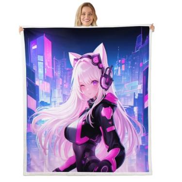Imagem de Erosebridal Cobertor de lã de anime para meninas, kawaii, anime japonês, sherpa, desenho animado, mangá, menina, felpudo, decoração de animação japonesa, ficção científica, para cama, sofá, crianças