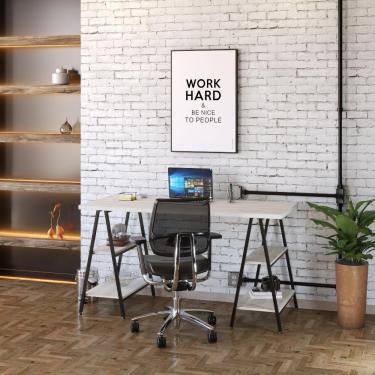 Imagem de Mesa Cavalete 150X60X75Cm Snow / Est.Preta Snow / Est.Preta