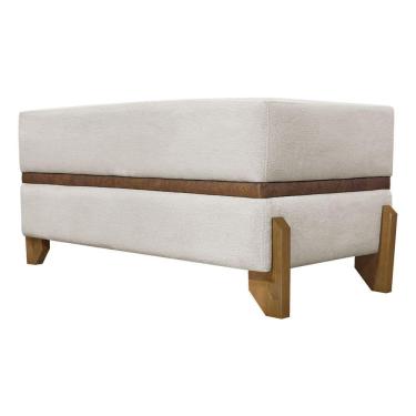 Imagem de Puff Recamier Kodama Para Cama Queen 150cm Pé Castanho Bege Bouclé