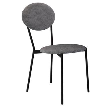 Imagem de Cadeira Estofada Para Sala De Jantar Azuri Preto C01 Linho Prata - Lyam Decor