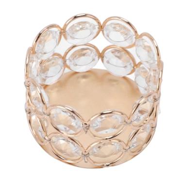 Imagem de SUNGOOYUE Grânulos de Cristal Claro Ferro Arte Castiçais para chá Luz Velas Eletrônicas Festa Jantar Mesa Decoração (Ouro)