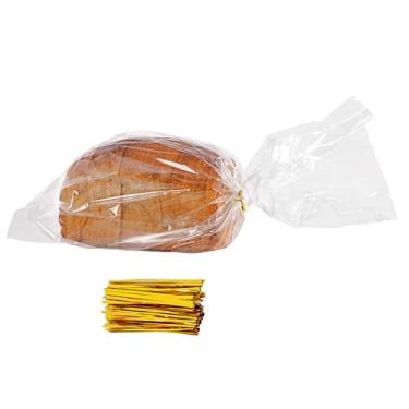 Imagem de Sacos de pão de plástico reutilizáveis para pão caseiro - Sacos transparentes com laços torcidos - Armazenamento hermético e sem umidade - Ideal para pão, sanduíche e pão artesanal - para pães