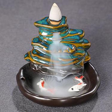 Imagem de Queimador de incenso de refluxo, móveis domésticos criativos, artesanato de cerâmica, ornamentos zen, vista de sândalo de refluxo da recompensa transfronteiriça de Peixes (queimador de incenso de