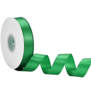 Imagem de Fita de cetim verde 2,5 cm x 50 metros – Fita dupla face de Natal para embrulho de presente, decoração de Natal e enfeites de árvore