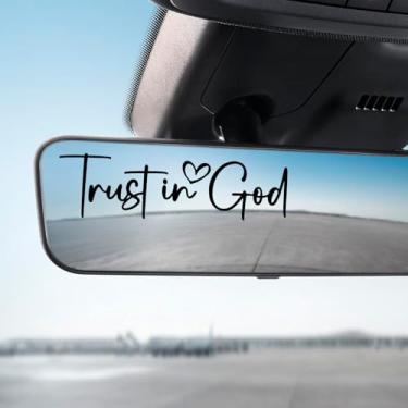 Imagem de Adesivo de espelho retrovisor Trust in God, adesivos bonitos à prova d'água para mulheres, adesivos decorativos de vinil automotivo para espelho retrovisor, autoafirmações, decalque de janela de carro
