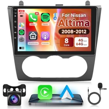 Imagem de Chip Snapdragon 8 Core 4G + 64G Android 15 Qual-comm, rádio estéreo automotivo para Nissan Altima 2008 2009 2010 2011 2012, Carplay Android auto, tela sensível ao toque IPS de 9 polegadas, Bluetooth