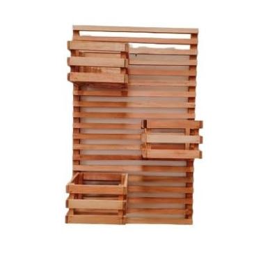 Imagem de Jardim Vertical Madeira 0,60 X 0,40 2 Unid + 4 Cachepots| Decoração de Parede Modulável para Varanda eQuintal | Ideal para Horta, Suculentas e Plantas