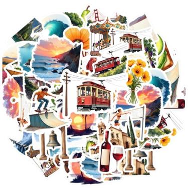 Imagem de 35 peças de adesivos de viagem natureza natureza aventura comida Califórnia adesivos artísticos para telefone faça você mesmo guitarra laptop notebook mala copo laptop bagagem scrapbook diário adesivo