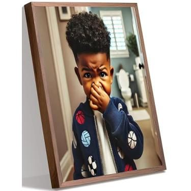 Imagem de Arte de parede engraçada para banheiro menino negro humor crianças afro-americanas rosto fedido banheiro capa de cheiro desagradável imagem nariz decoração de parede impressão arte para crianças