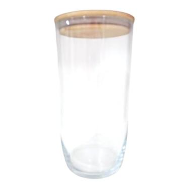 Imagem de Pote vidro com tampa bambu hermético 1,2 litros para mantimentos alimentos cantinho do café