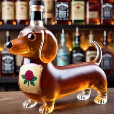 Imagem de Garrafa de uísque para cães Dachshund, copo de vidro de uísque esculpido em 3D, decantador de vinho tinto un-ique para homens, pai, marido, para bar, decoração de casa