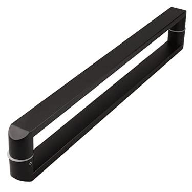 Imagem de SENNIAN Maçanetas de porta preto fosco, maçaneta de porta de vidro de aço inoxidável resistente, puxador de porta de chuveiro de empurrar e puxar, maçaneta de porta deslizante de sala de conferência